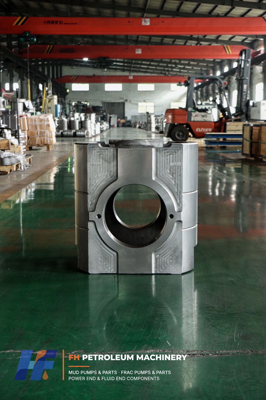FH replacement mud pump crosshead front view with machined bore