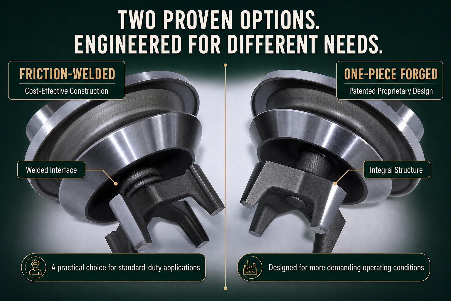 Friction-welded and one-piece forged mud pump valve body comparison