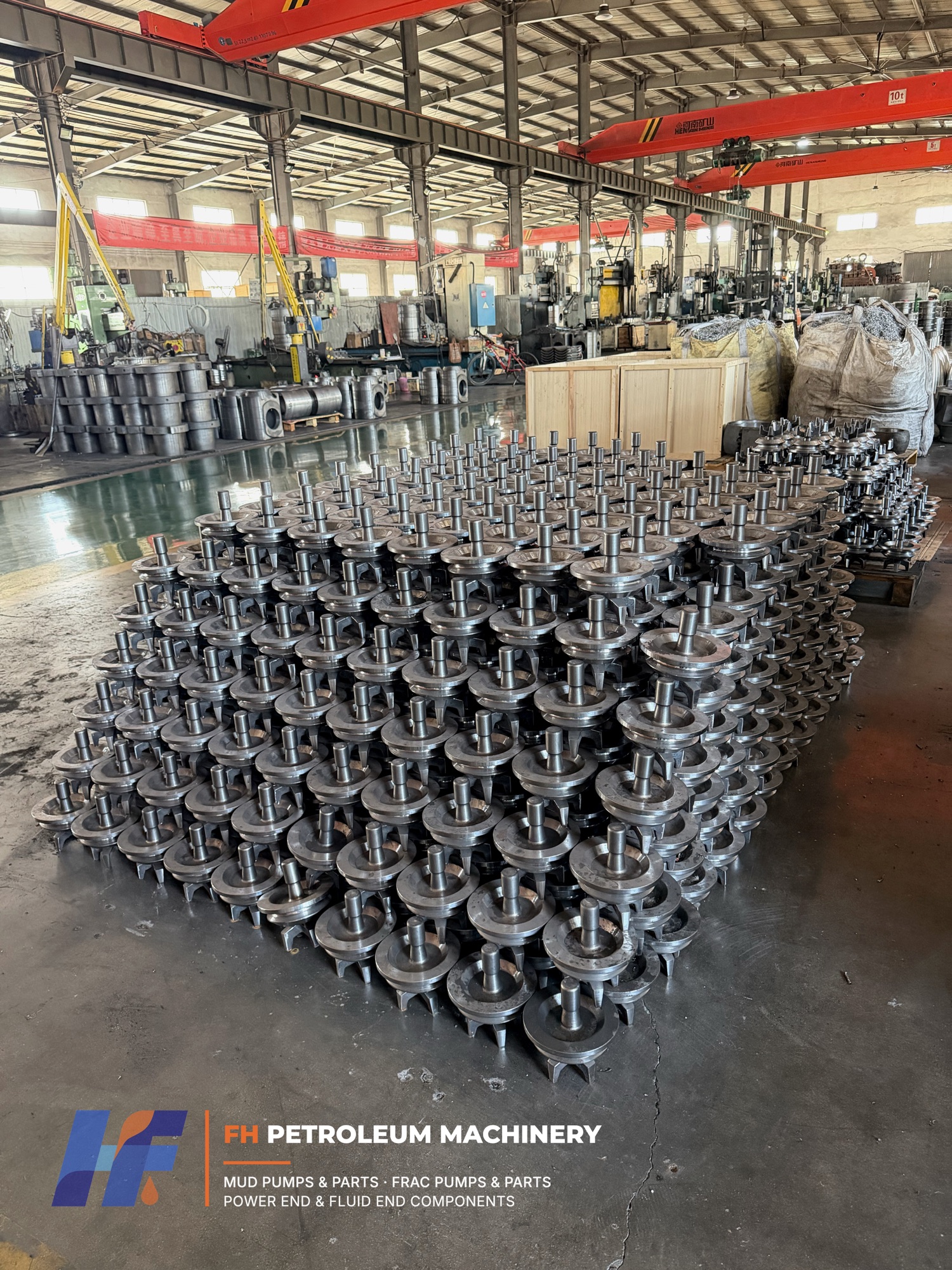 Batch of mud pump valve bodies before final machining and assembly