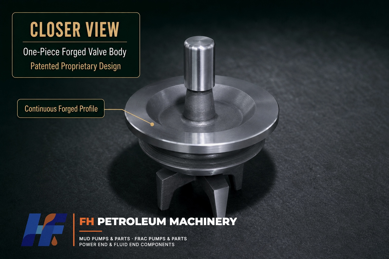 Continuous profile of one-piece forged mud pump valve body