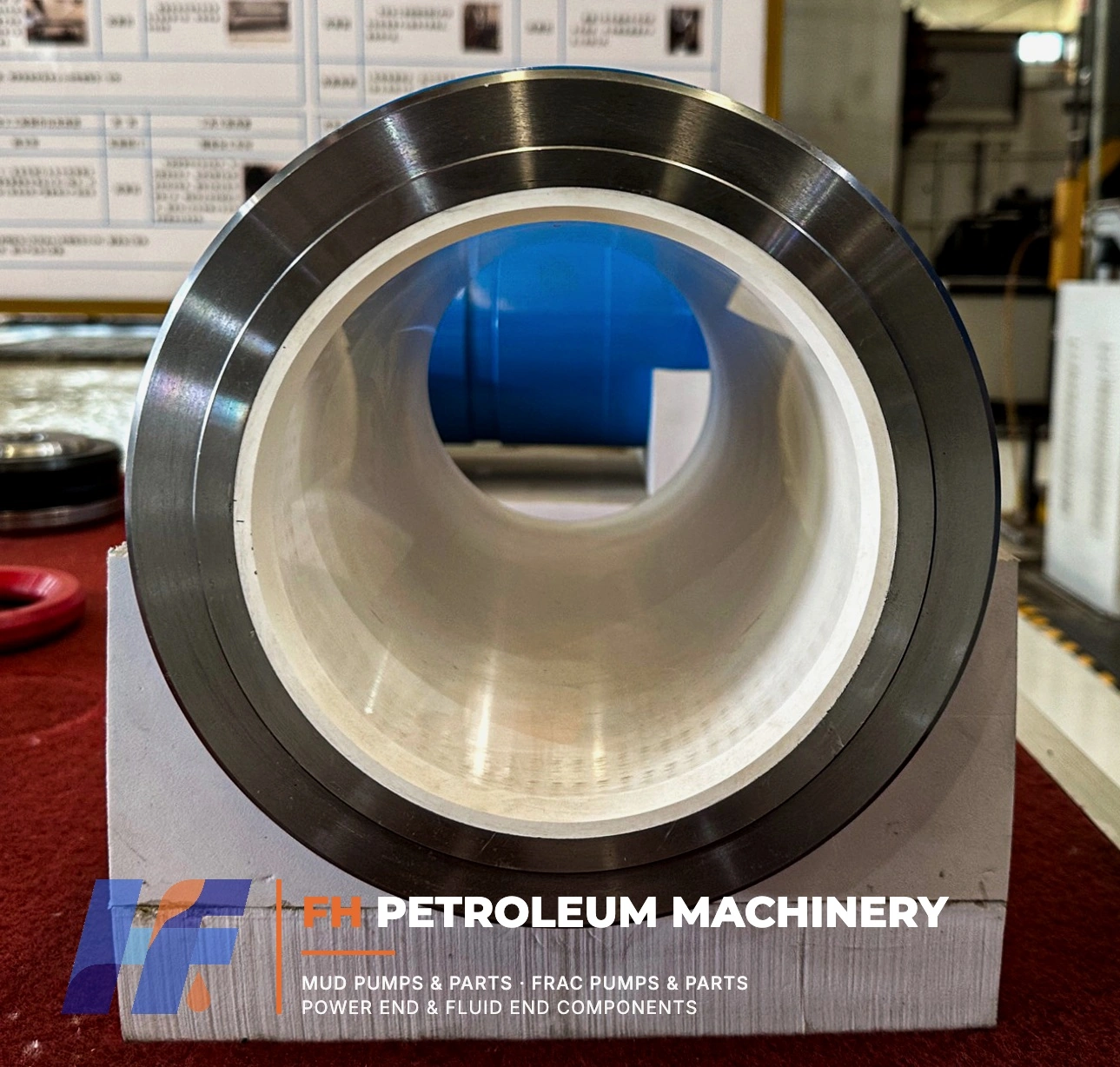 Zirconia ceramic mud pump liner with steel outer sleeve and ceramic inner sleeve