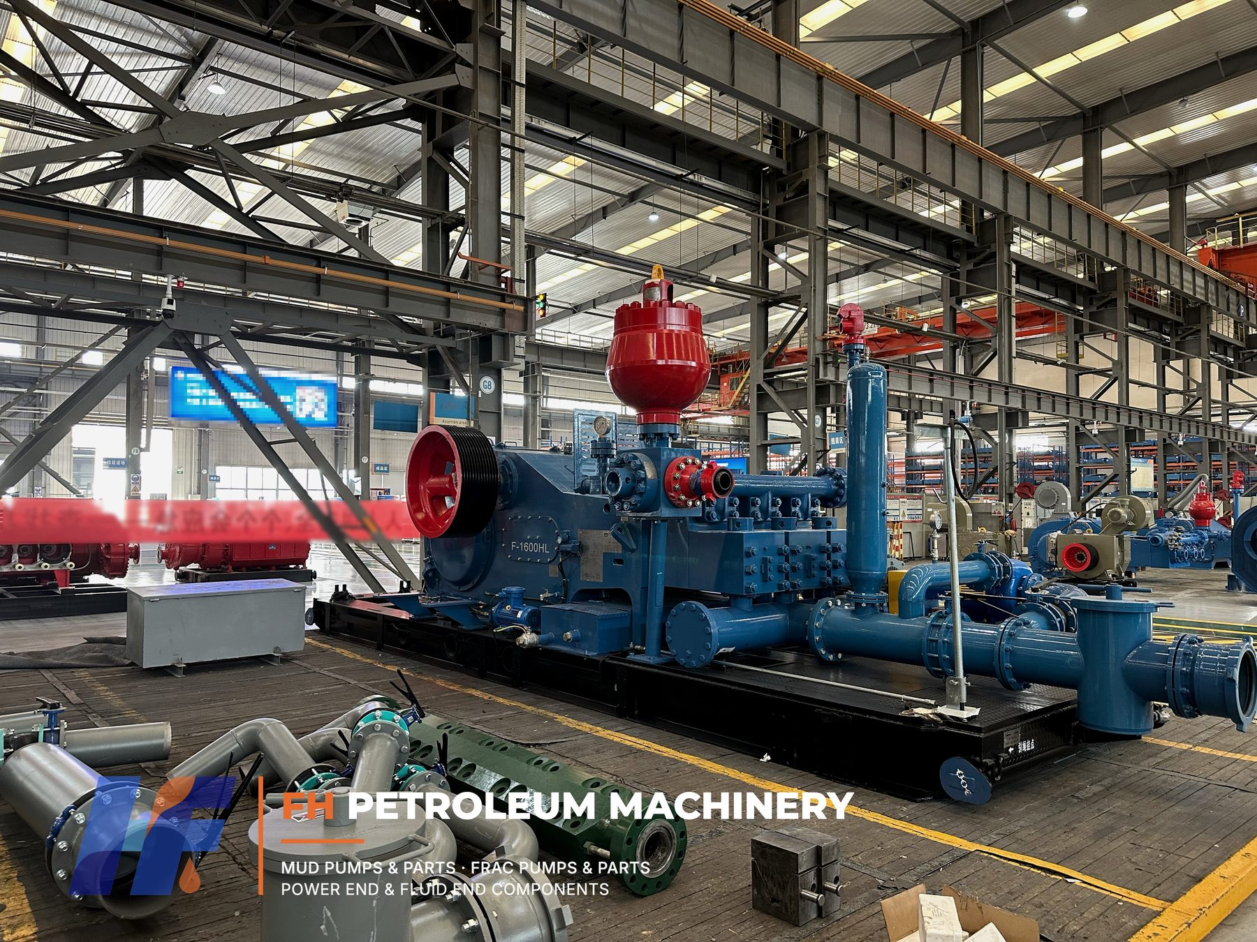 F-1600HL mud pump assembled in the workshop