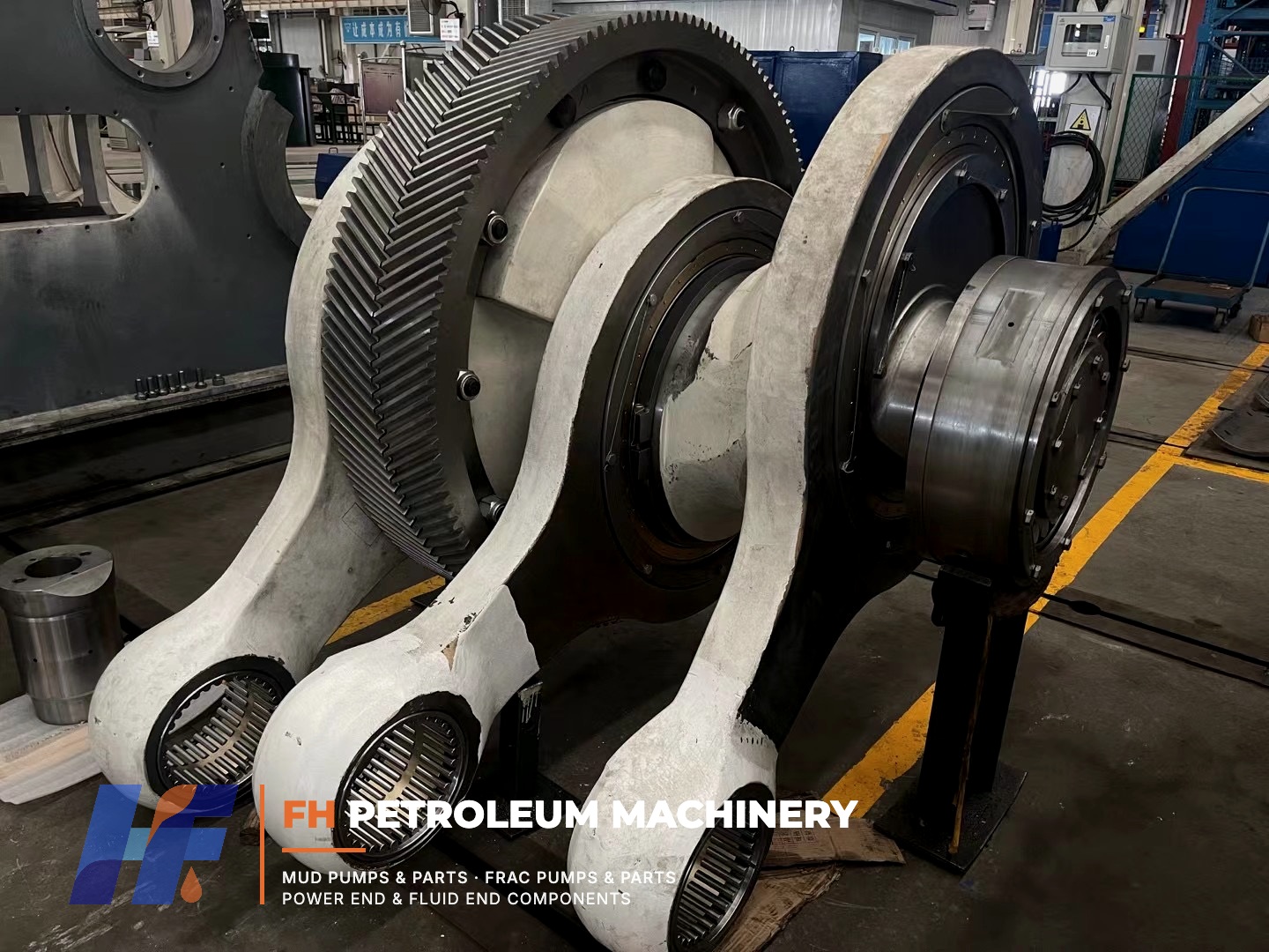 Mud pump connecting rods installed on the crankshaft assembly