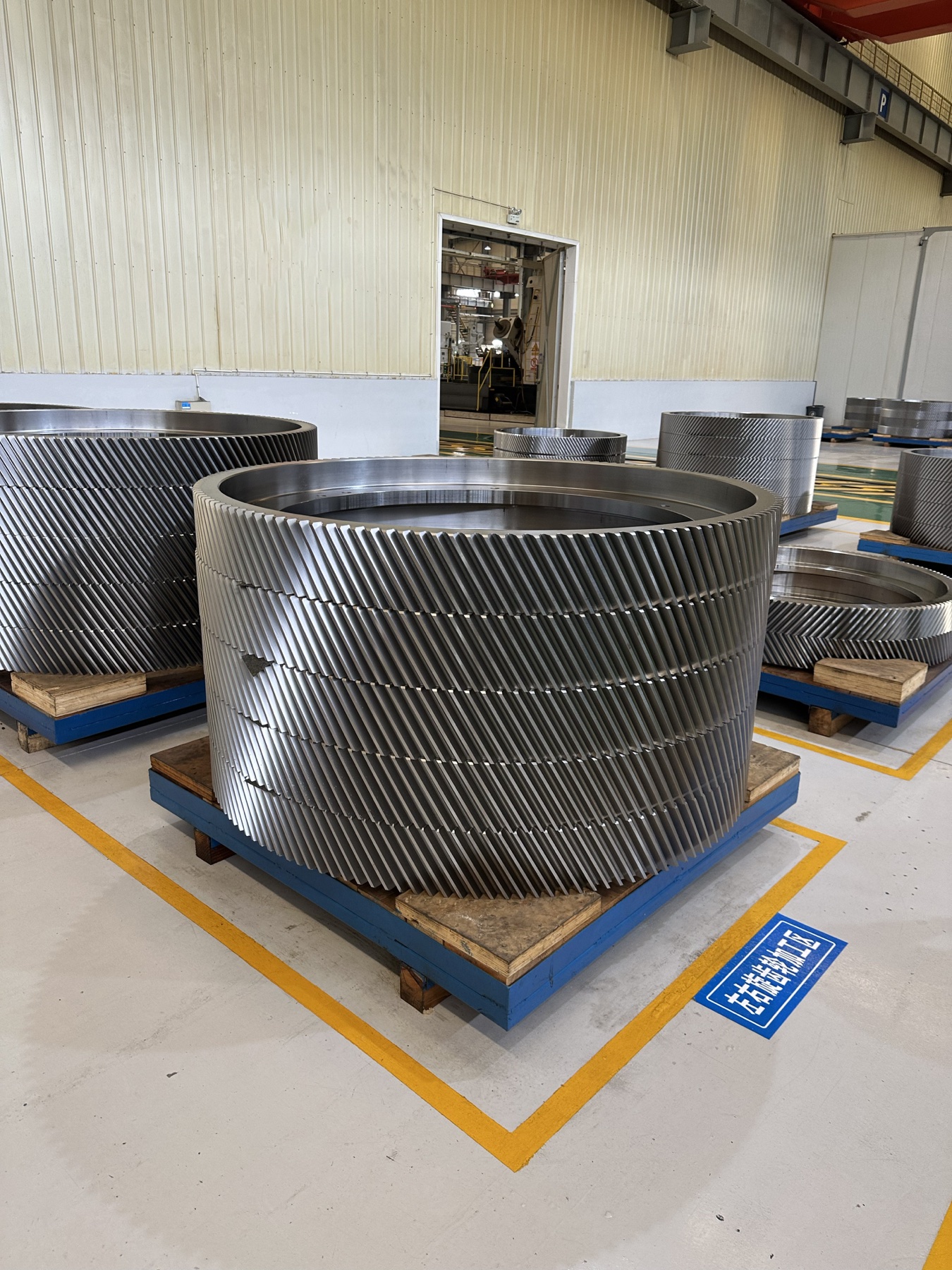 Finished helical teeth on mud pump bull gear
